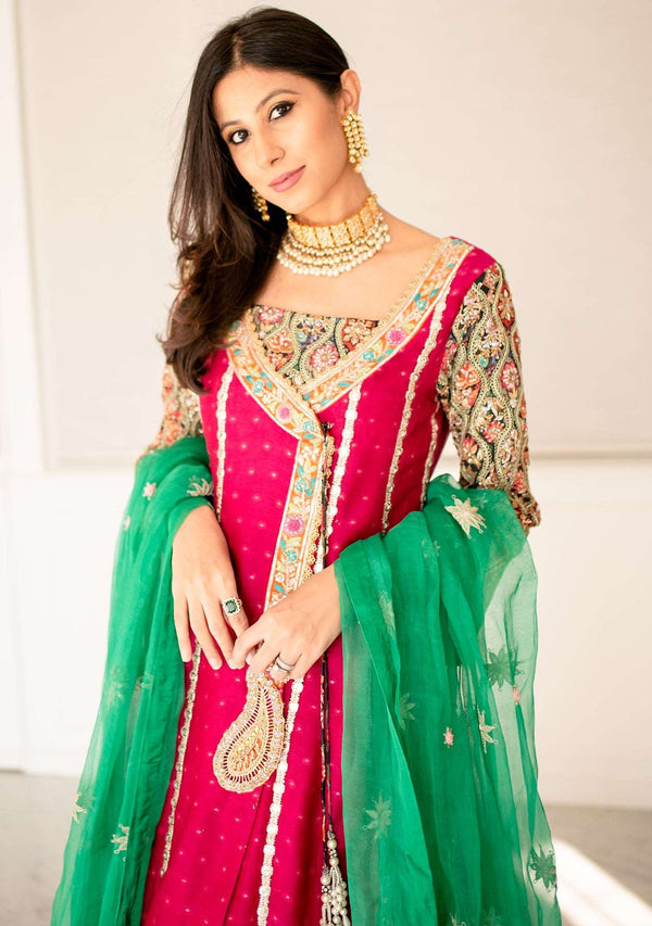 Layla Chatoor | Luxury Pret | Fuchsia Angrakha - by Libasekhas UK - Registered Vendor of : Layla Chatoor - 100% Original Designer Dress