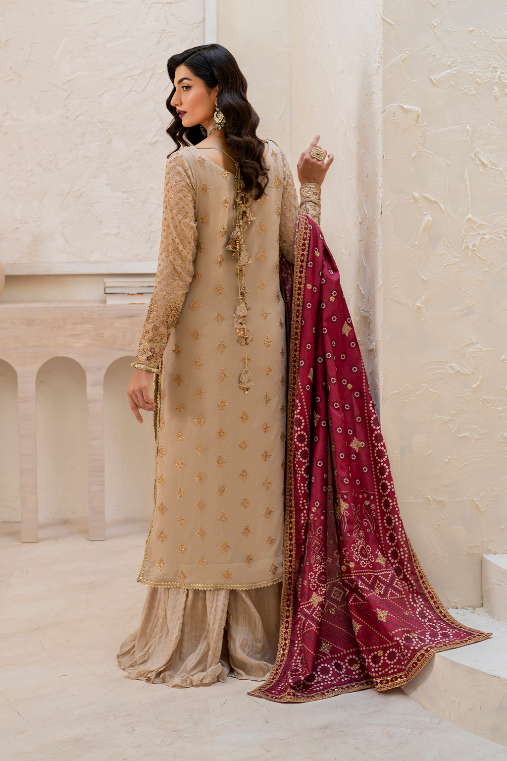 Iznik | Chinnon Chiffon | CC-44 Embroidered Chiffon - by - Libasekhas UK - Registered Vendor of : Iznik - 100% Original Designer Dresss