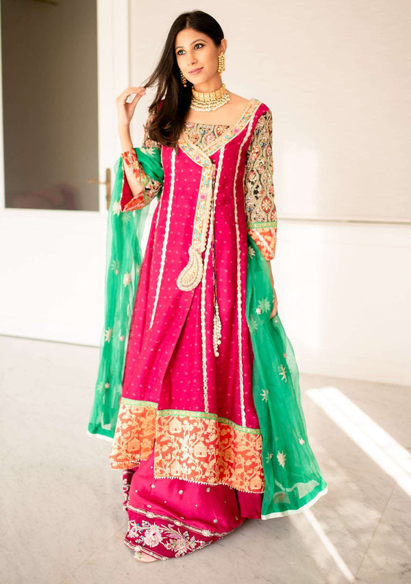 Layla Chatoor | Luxury Pret | Fuchsia Angrakha - by Libasekhas UK - Registered Vendor of : Layla Chatoor - 100% Original Designer Dress