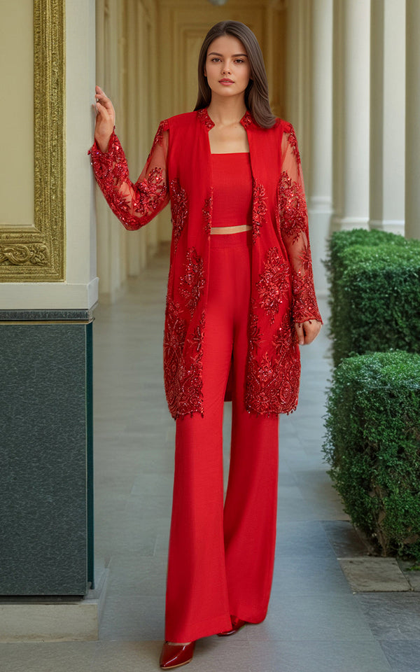 Threads and Motifs | Formal Dresses 25 | NET EMBROIDERED JACKET - by Libasekhas UK - Registered Vendor of : Threads and Motifs - 100% Original Designer Dress