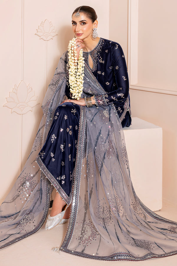 Jazmin | Chandni Velvet Formals 25 | Embroidered Velvet Formal CVF D-03 - by Libasekhas UK - Registered Vendor of : Jazmin - 100% Original Designer Dress