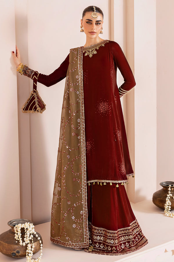 Jazmin | Chandni Velvet Formals 25 | Embroidered Velvet Formal CVF D-07 - by Libasekhas UK - Registered Vendor of : Jazmin - 100% Original Designer Dress
