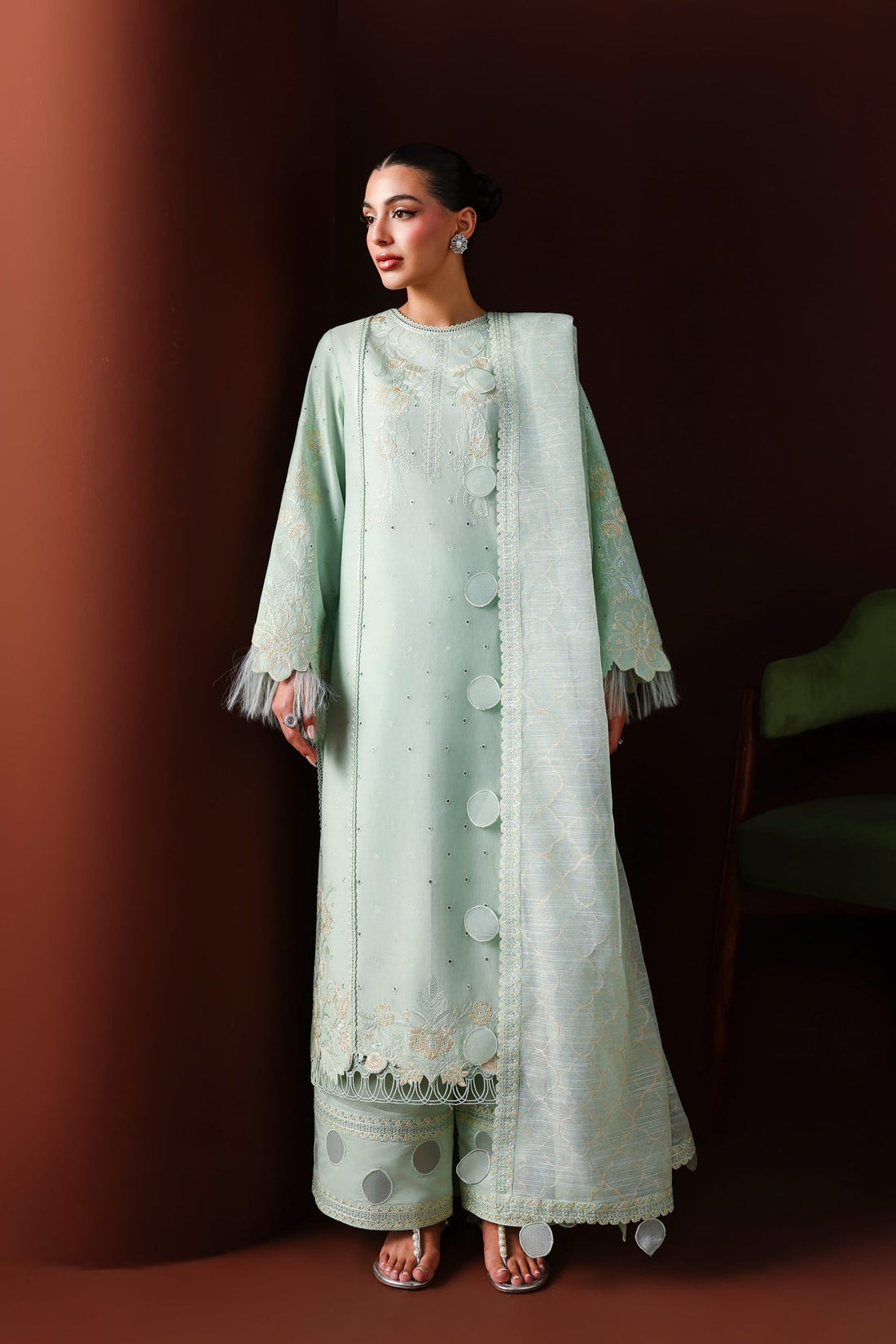 Akbar Aslam | Elan Luxury Lawn 26 | Qamari - by Libasekhas UK - Registered Vendor of : Akbar Aslam - 100% Original Designer Dress