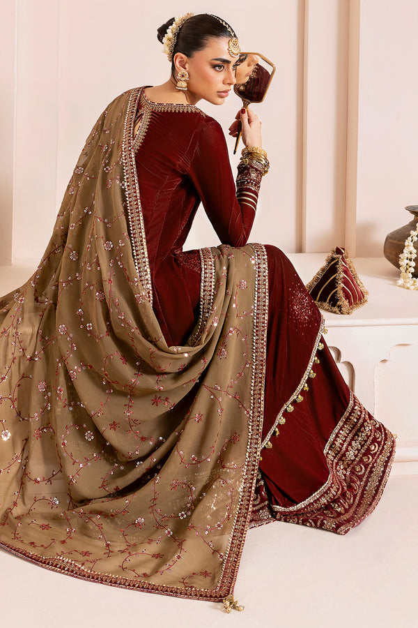 Jazmin | Chandni Velvet Formals 25 | Embroidered Velvet Formal CVF D-07 - by Libasekhas UK - Registered Vendor of : Jazmin - 100% Original Designer Dress