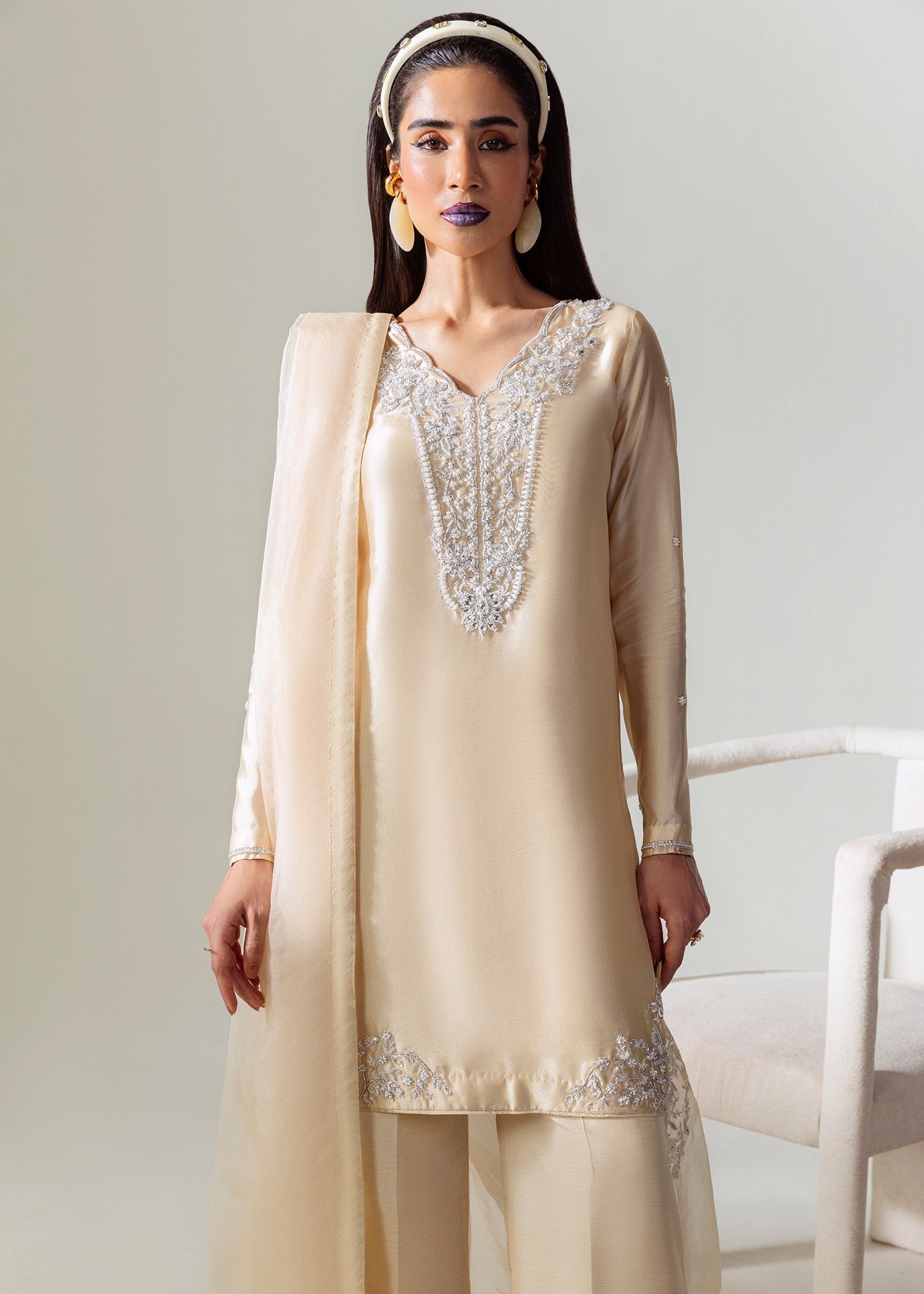 Mahum Asad | The Sirens | Champagne - by Libasekhas UK - Registered Vendor of : Mahum Asad - 100% Original Designer Dress