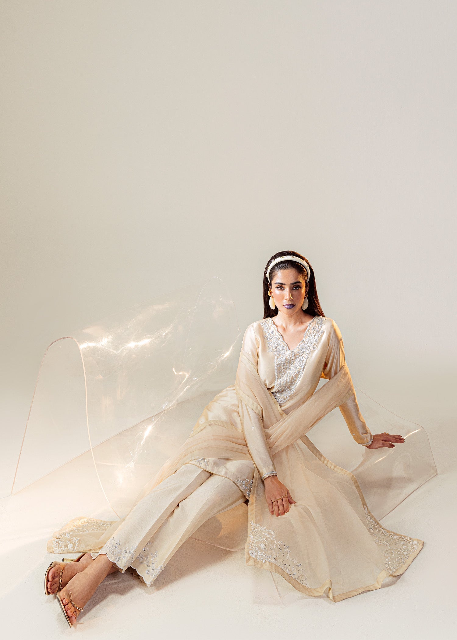 Mahum Asad | The Sirens | Champagne - by Libasekhas UK - Registered Vendor of : Mahum Asad - 100% Original Designer Dress