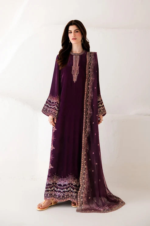 Emaan Adeel  | Velvet Affair | Purple Trouser & Shirt -CECILIA