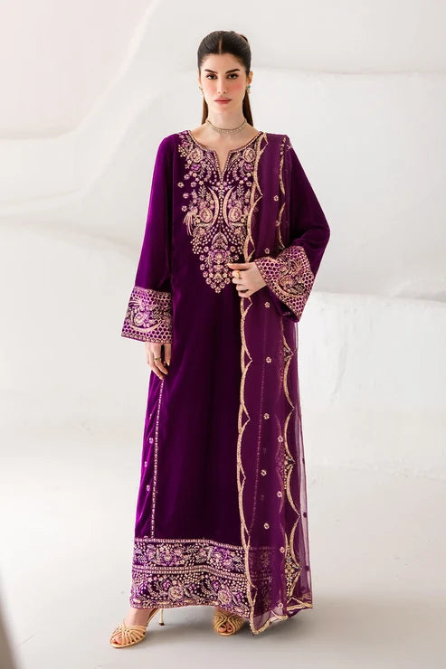 Emaan Adeel  | Velvet Affair | Purple Trouser & Shirt -MAELE