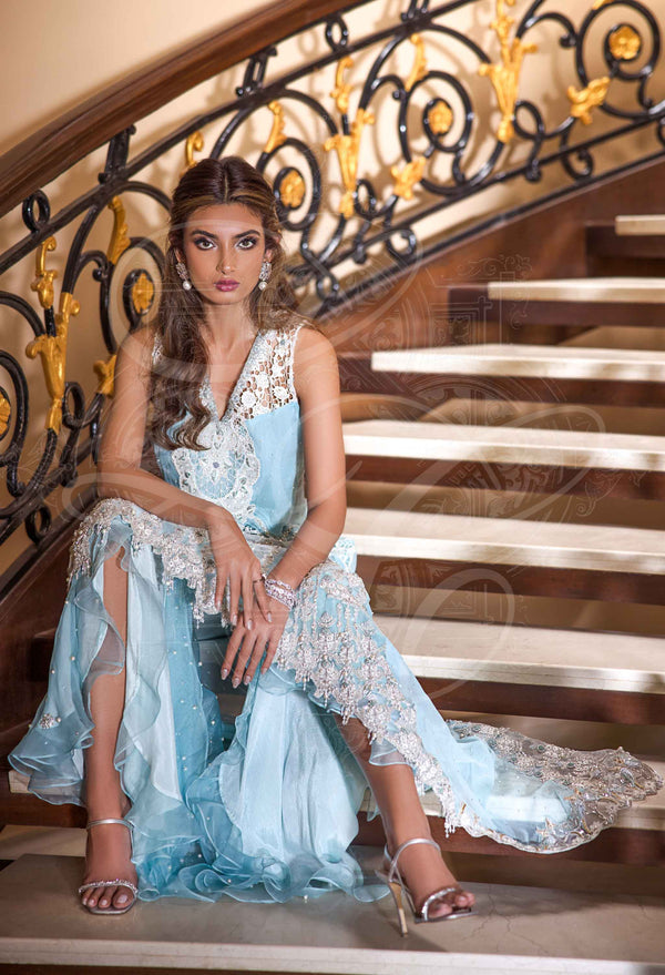 Layla Chatoor | Luxury Pret | Aquamarine Blue - by Libasekhas UK - Registered Vendor of : Layla Chatoor - 100% Original Designer Dress