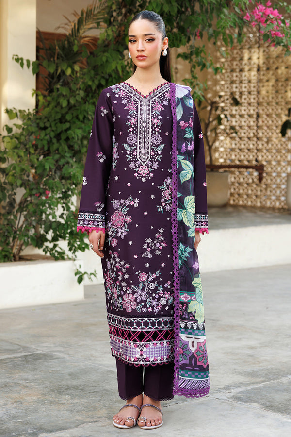 Farasha | Summer Weaves Embroidered Lawn | Plum Allure - by - Libasekhas UK - Registered Vendor of : Farasha - 100% Original Designer Dresss