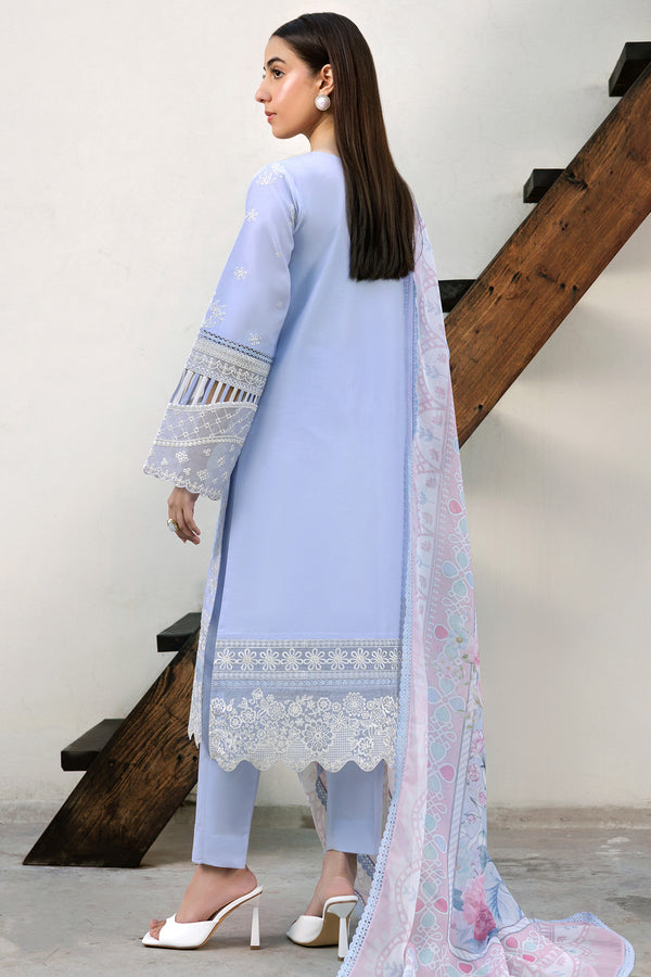 Farasha | Summer Weaves Embroidered Lawn | Serene Blue - by - Libasekhas UK - Registered Vendor of : Farasha - 100% Original Designer Dresss