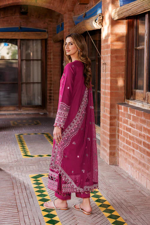 Farasha | Kaavish Lawn 24 | ROSY SOMBER - by - Libasekhas UK - Registered Vendor of : Farasha - 100% Original Designer Dresss