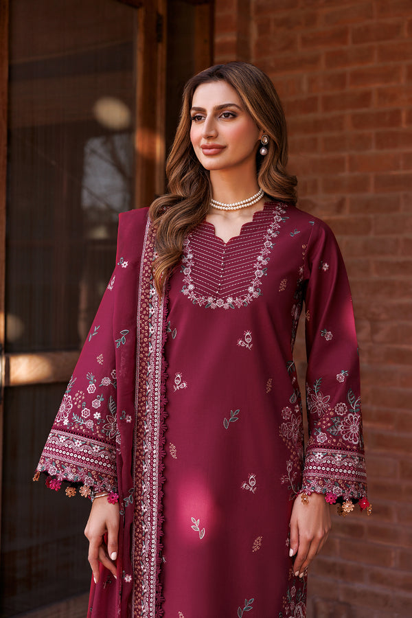 Farasha | Dastoor Embroidered Lawn SS24 | RUBY GLAM - by - Libasekhas UK - Registered Vendor of : Farasha - 100% Original Designer Dresss