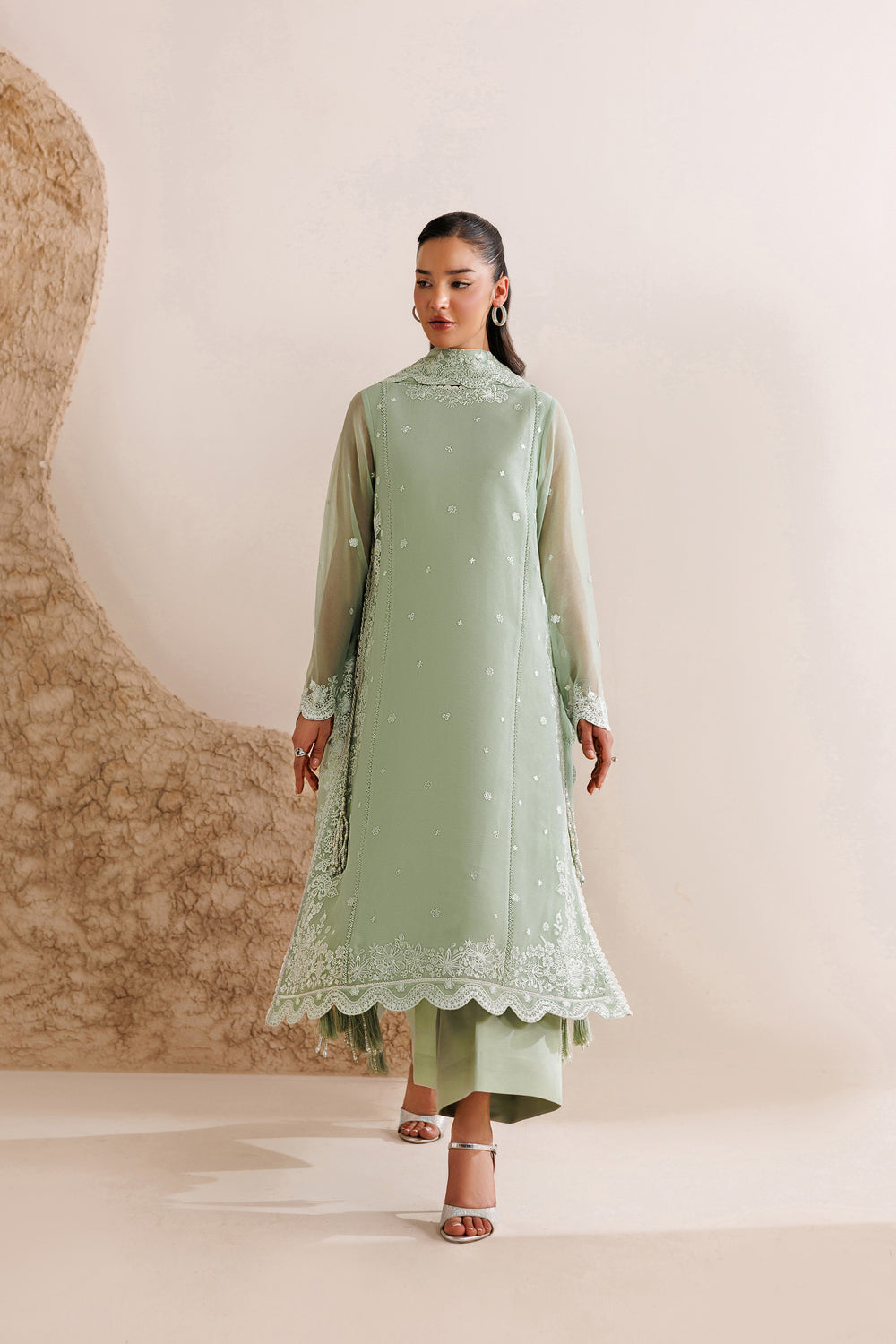 Farasha | Chiffon Threads 26 | Pastel Mint - by Libasekhas UK - Registered Vendor of : Farasha - 100% Original Designer Dress