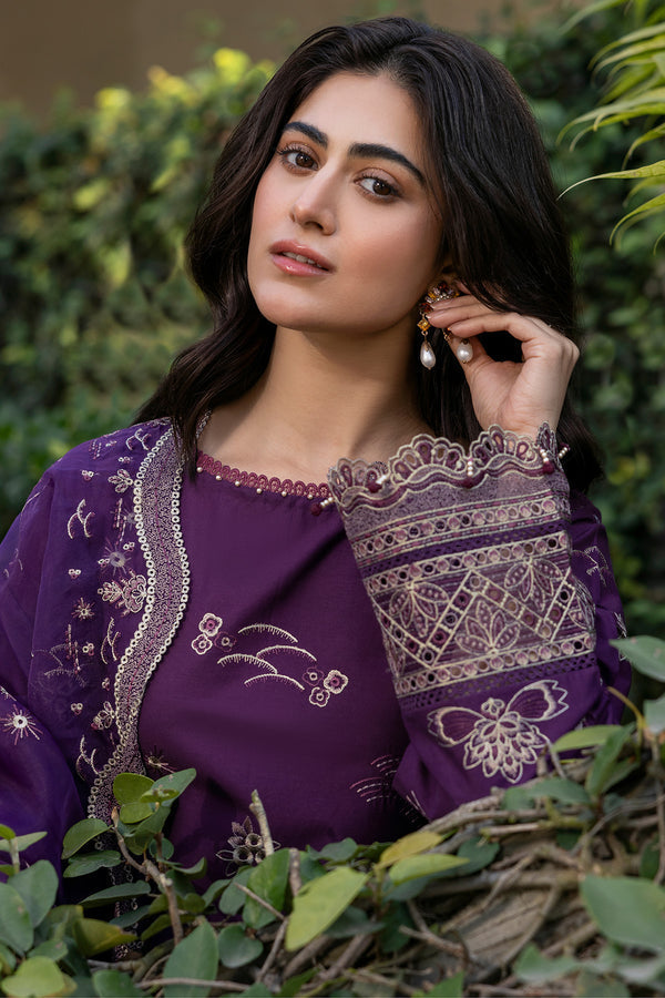 Farasha | Summer Weaves Embroidered Lawn | Raven Plum - by - Libasekhas UK - Registered Vendor of : Farasha - 100% Original Designer Dresss