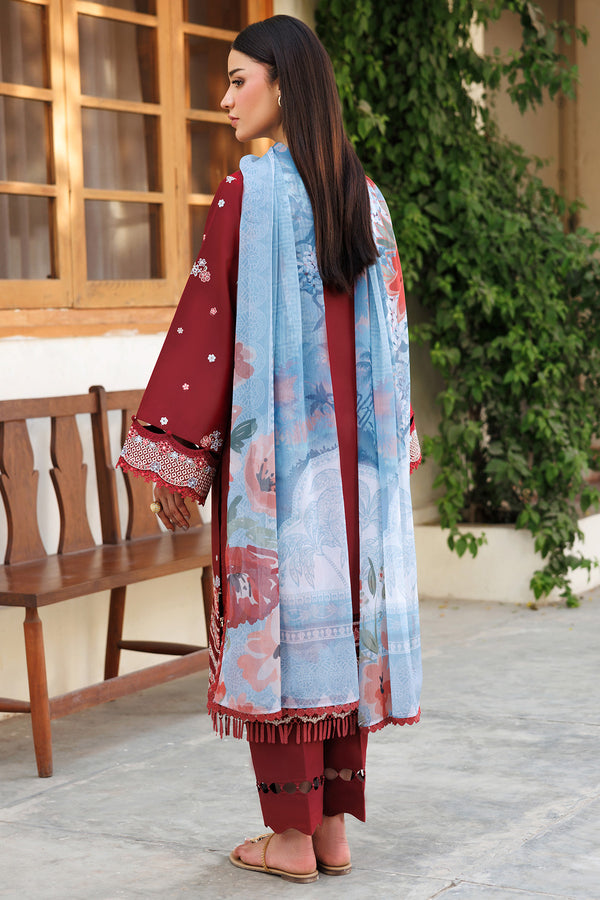 Farasha | Summer Weaves Embroidered Lawn | Crimson Glow - by - Libasekhas UK - Registered Vendor of : Farasha - 100% Original Designer Dresss
