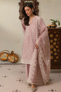 Cross Stitch | Chikankari Lawn 25 | MAUVE GLAM - by - Libasekhas UK - Registered Vendor of : Cross Stitch - 100% Original Designer Dresss