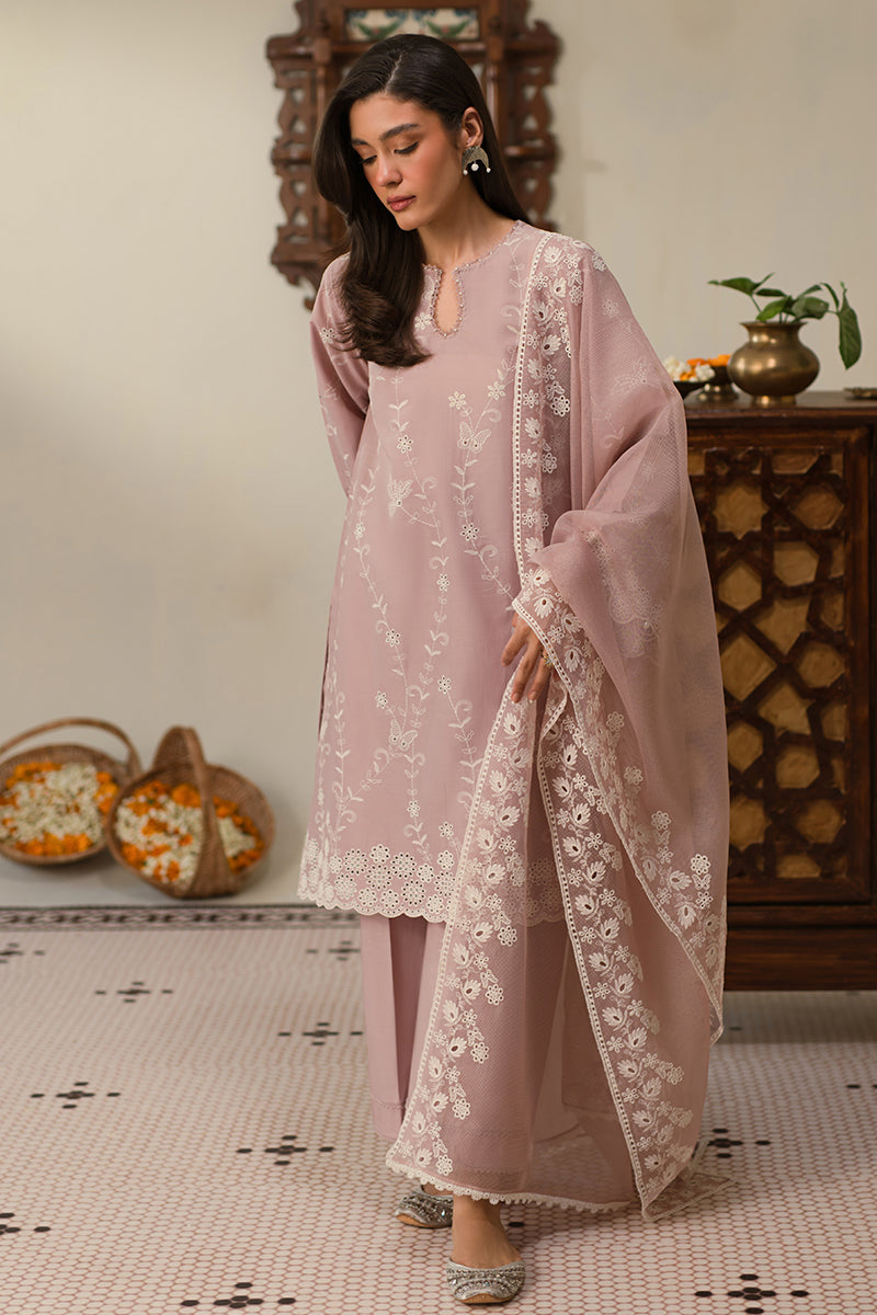 Cross Stitch | Chikankari Lawn 25 | MAUVE GLAM - by - Libasekhas UK - Registered Vendor of : Cross Stitch - 100% Original Designer Dresss