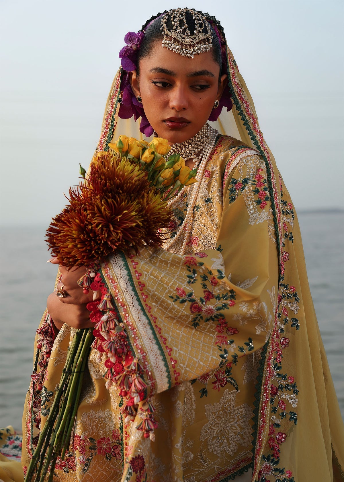 Hussain Rehar | Kalabagh Luxury Lawn 26 | Ochre - by Libasekhas UK - Registered Vendor of : Hussain Rehar - 100% Original Designer Dress