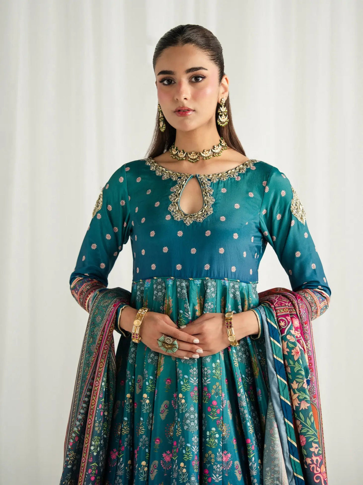Gulaal | Aira Printed Silk | Azure - by Libasekhas UK - Registered Vendor of : Gulaal - 100% Original Designer Dress
