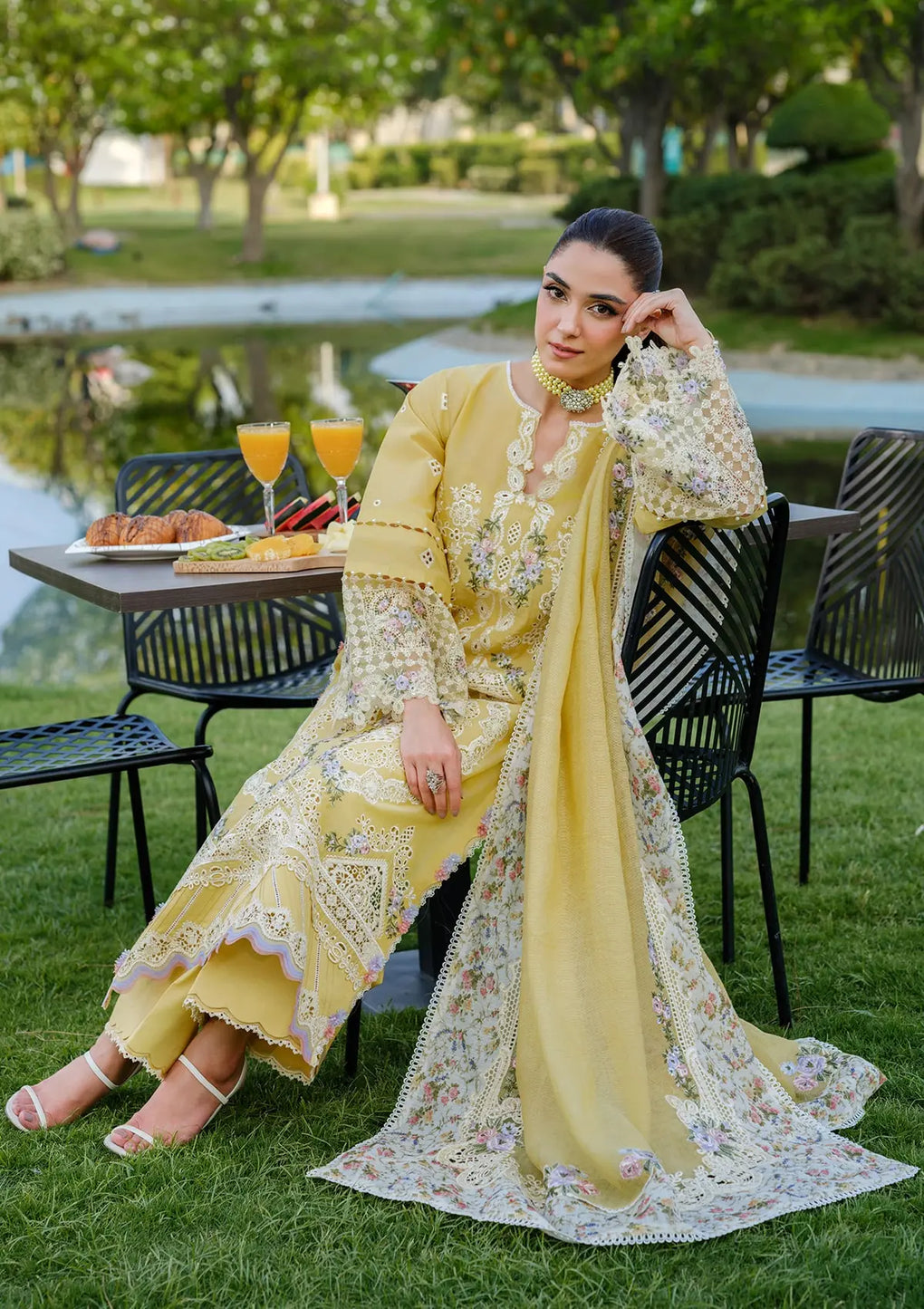 Elaf Premium | Luxury Lawn 25 | ELH-4A DANDELION - by - Libasekhas UK - Registered Vendor of : Elaf Premium - 100% Original Designer Dresss
