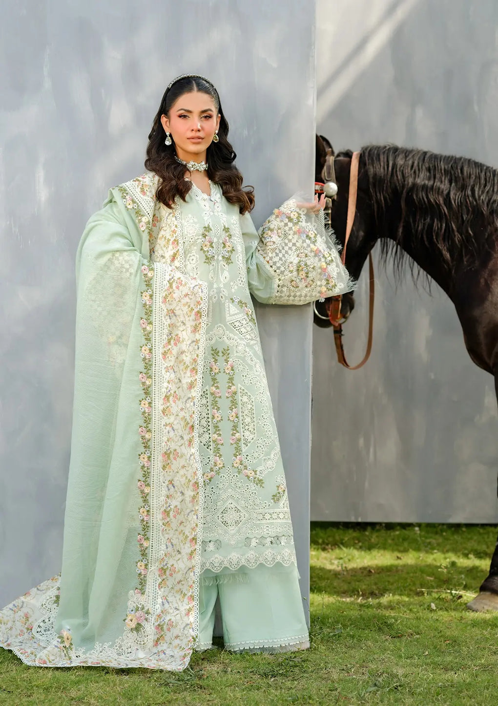 Elaf Premium | Luxury Lawn 25 | ELH-4B FROSTEL - by - Libasekhas UK - Registered Vendor of : Elaf Premium - 100% Original Designer Dresss