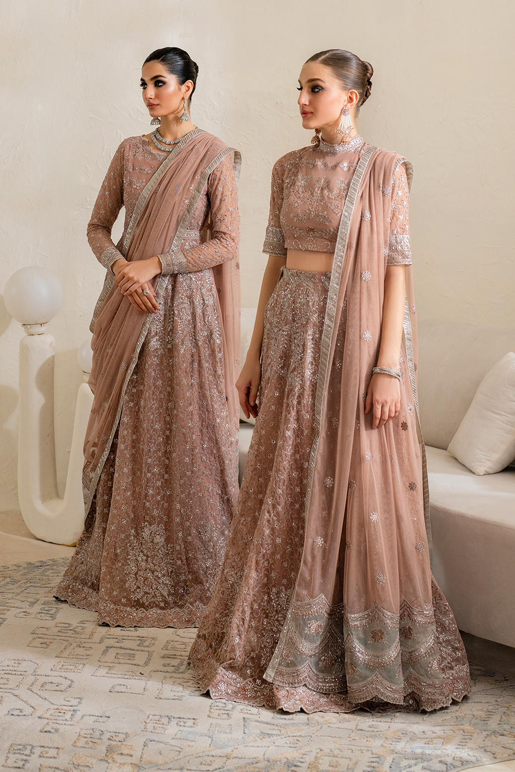 Iznik | Chinnon Chiffon | CC-43 Embroidered Net - by - Libasekhas UK - Registered Vendor of : Iznik - 100% Original Designer Dresss