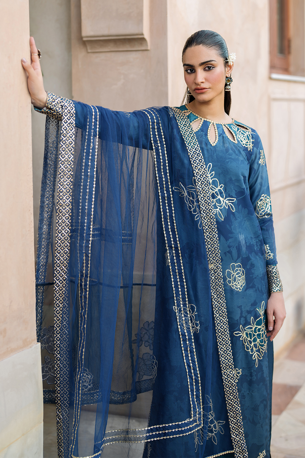 Iznik | Bandhani Formals | UE-331 - by - Libasekhas UK - Registered Vendor of : Iznik - 100% Original Designer Dresss