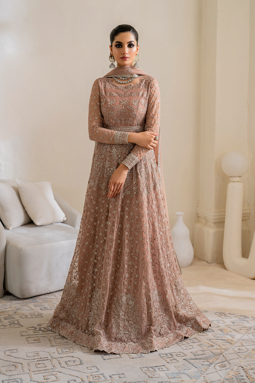 Iznik | Chinnon Chiffon | CC-43 Embroidered Net - by - Libasekhas UK - Registered Vendor of : Iznik - 100% Original Designer Dresss