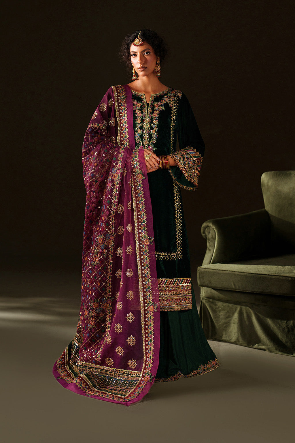 Iznik | Velvet 25 | IV-74 Embroidered Velvet - by Libasekhas UK - Registered Vendor of : Iznik - 100% Original Designer Dress