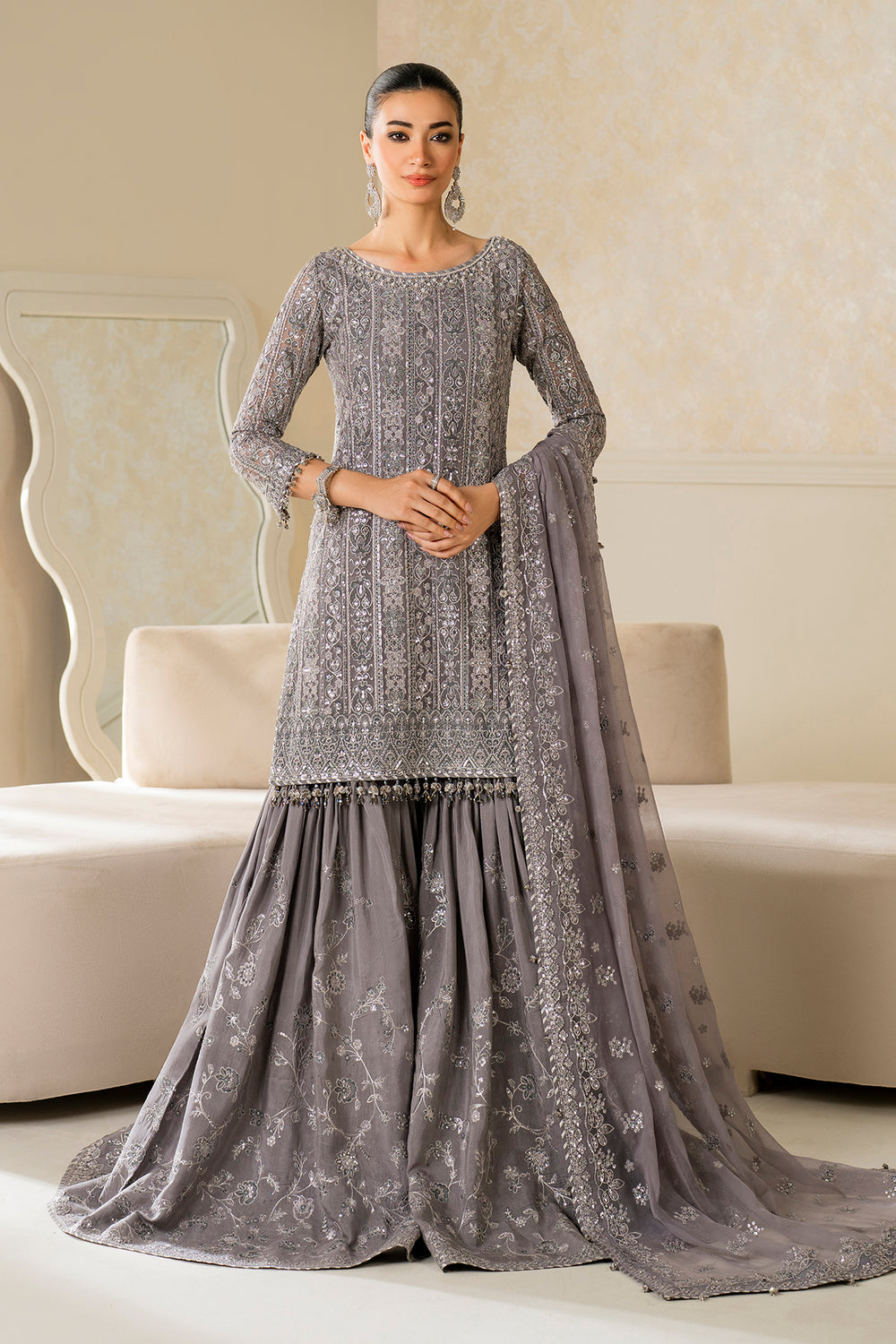 Baroque | Formals Collection | EMBROIDERED CHIFFON UF-4161 - by Libasekhas UK - Registered Vendor of : Baroque - 100% Original Designer Dress