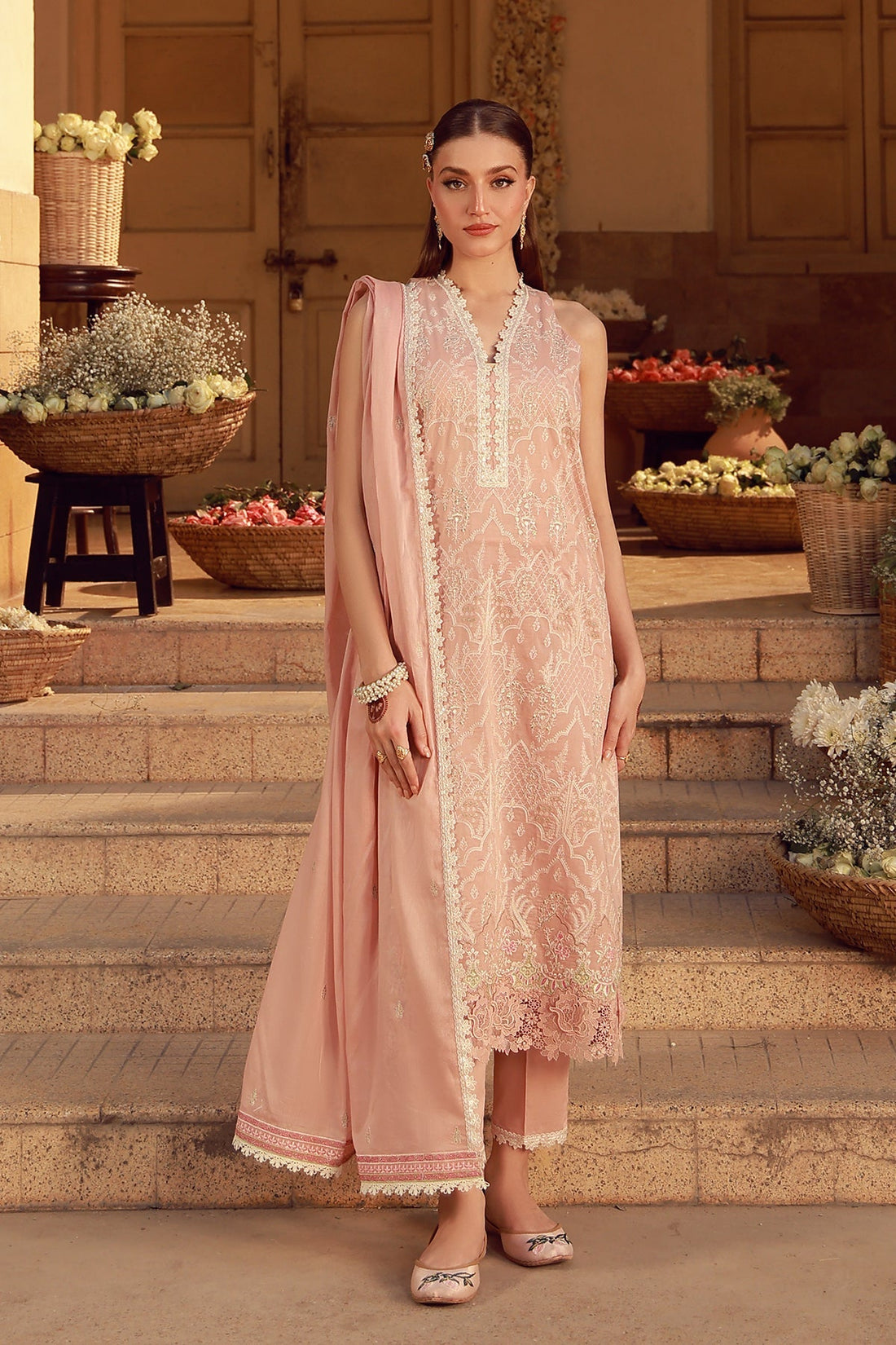 Sahar | Festive Edit 26 | Peach Blosoom Muse - by Libasekhas UK - Registered Vendor of : Sahar - 100% Original Designer Dress