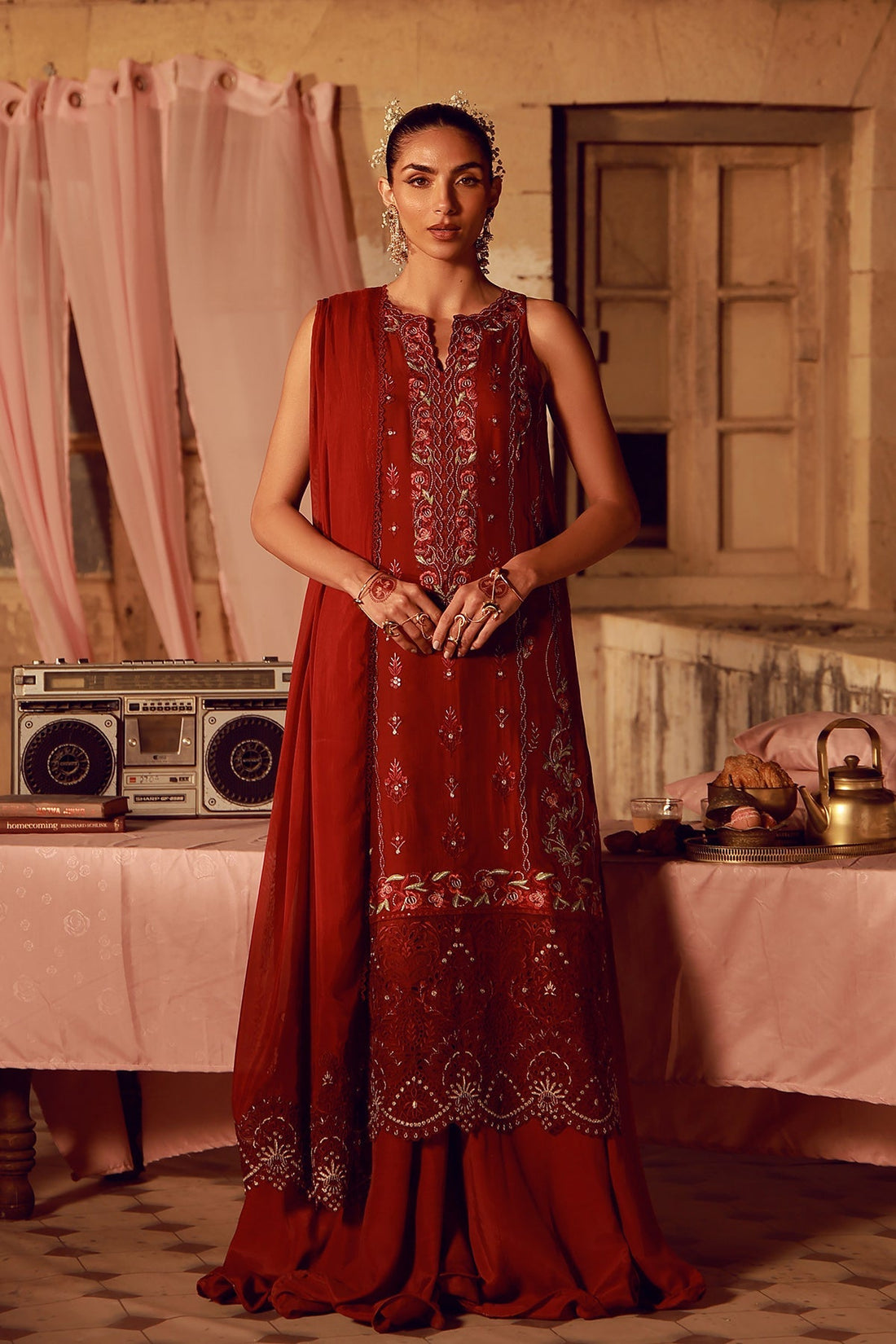 Sahar | Festive Edit 26 | Crimson Carnival - by Libasekhas UK - Registered Vendor of : Sahar - 100% Original Designer Dress