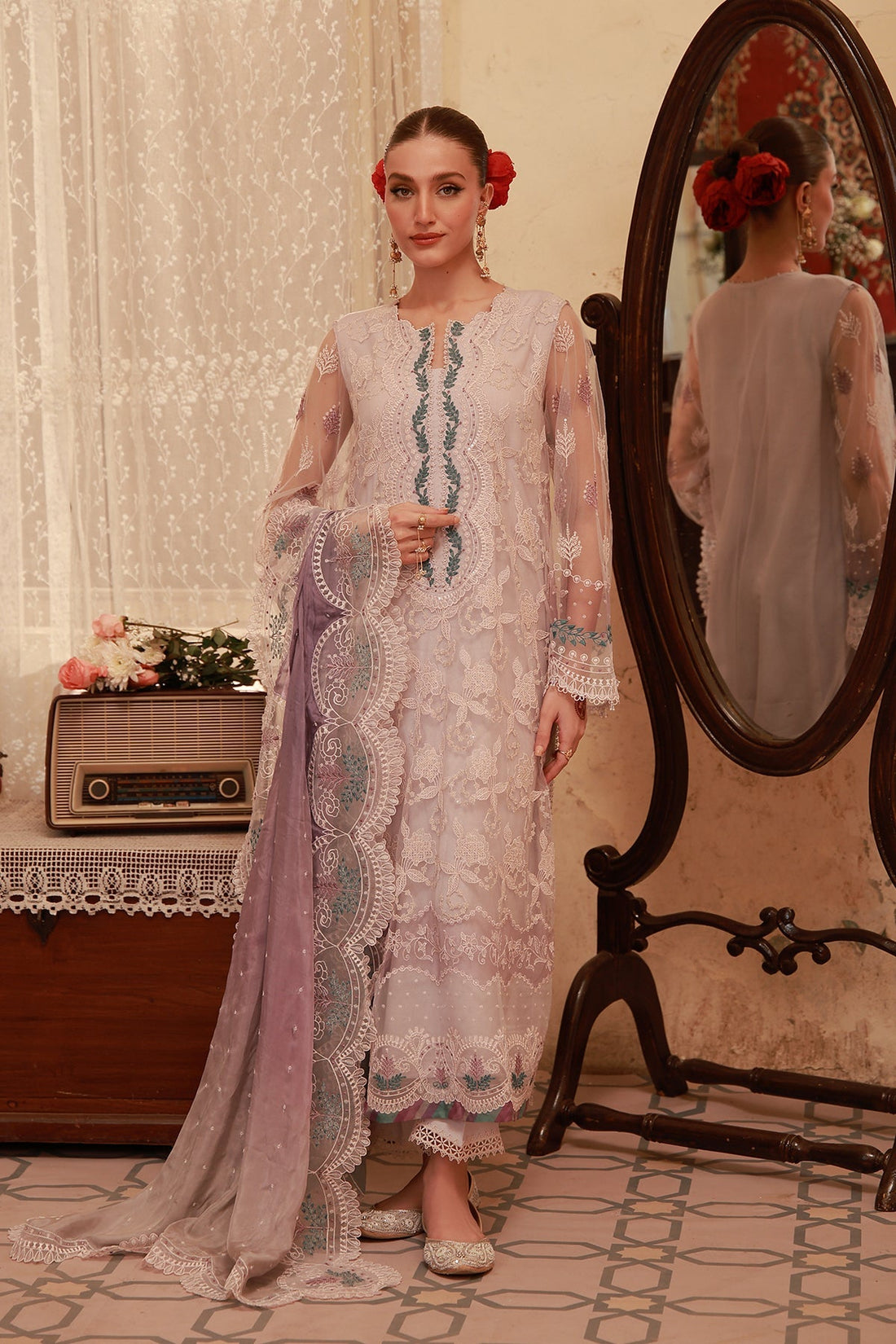 Sahar | Festive Edit 26 | Lilac Lace Reverie - by Libasekhas UK - Registered Vendor of : Sahar - 100% Original Designer Dress