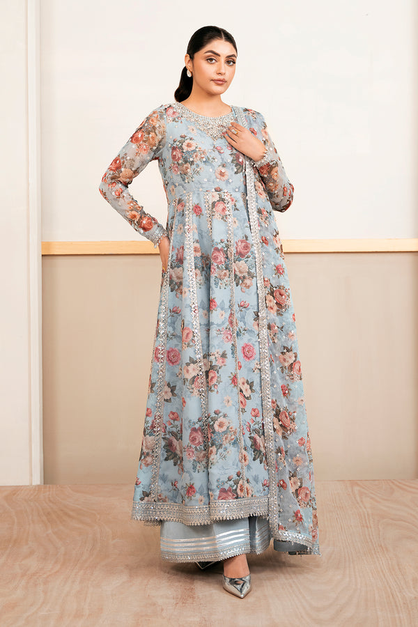 Baroque | Luxury Pret 25 | EMBELLISHED PRINTED CHIFFON PR-1058 - by Libasekhas UK - Registered Vendor of : Baroque - 100% Original Designer Dress