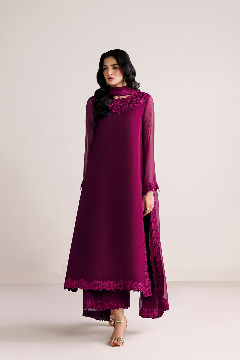 Farasha | Chiffon Essentials 26 | Rouge Divine - by Libasekhas UK - Registered Vendor of : Farasha - 100% Original Designer Dress