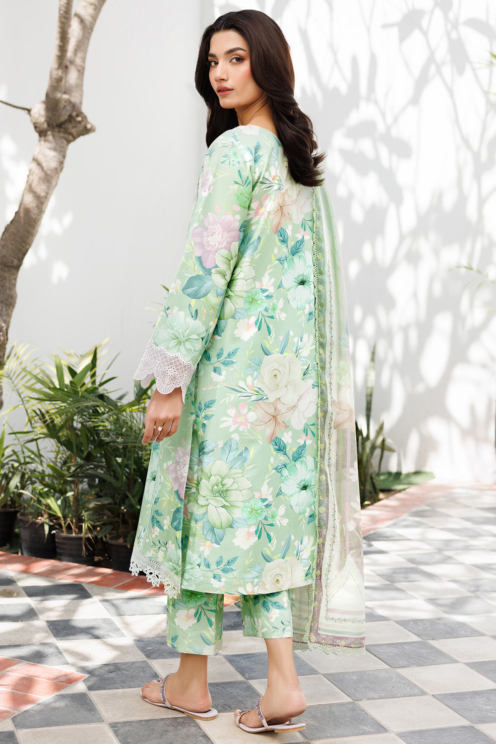 Farasha | Printed Essentials | Silken Sage - by Libasekhas UK - Registered Vendor of : Farasha - 100% Original Designer Dress