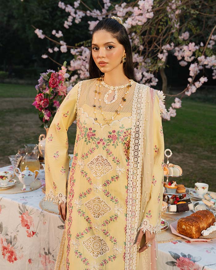 Zevk | Flora Festive Lawn | LIME - by - Libasekhas UK - Registered Vendor of : Zevk - 100% Original Designer Dresss