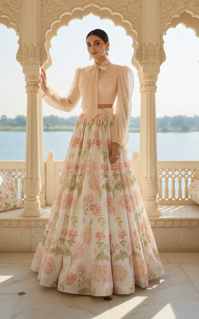 Threads and Motifs | Formal Outfits | Blouse With Printed Lehenga - by Libasekhas UK - Registered Vendor of : Threads and Motifs - 100% Original Designer Dress