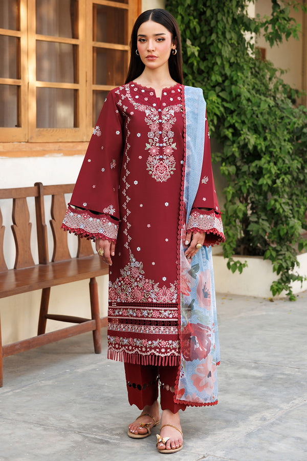 Farasha | Summer Weaves Embroidered Lawn | Crimson Glow - by - Libasekhas UK - Registered Vendor of : Farasha - 100% Original Designer Dresss