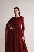 Farasha | Chiffon Essentials 26 | Merlot Satin - by Libasekhas UK - Registered Vendor of : Farasha - 100% Original Designer Dress