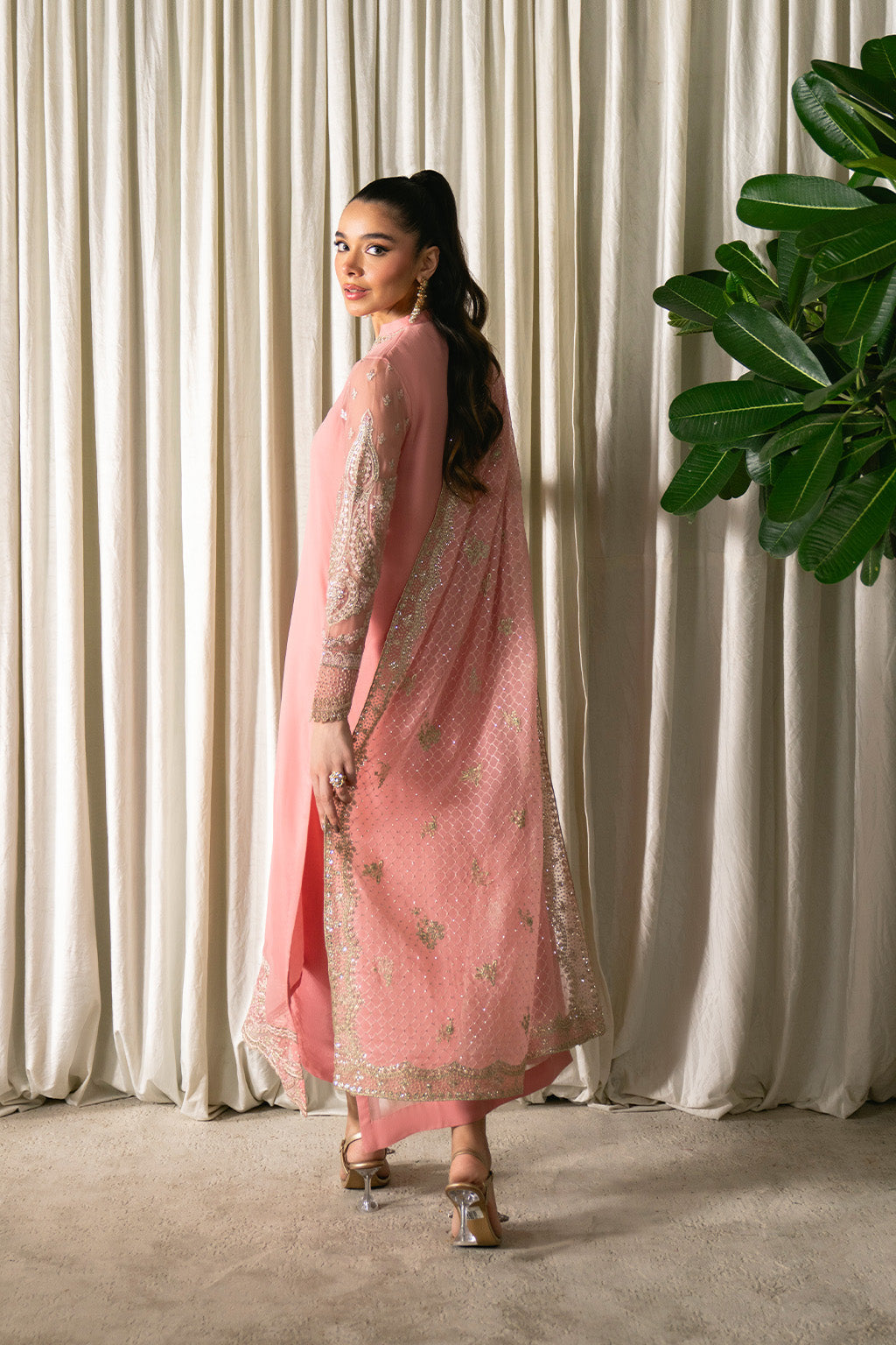 Neeshay | Ready to Wear Chiffon | RTW-CHFN-02 Pink - by Libasekhas UK - Registered Vendor of : Neeshay - 100% Original Designer Dress