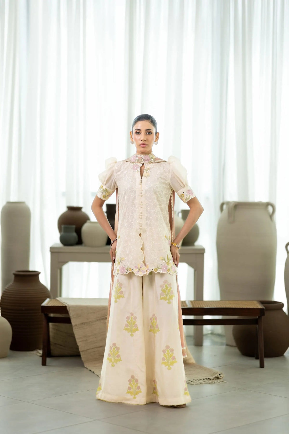 Wahaj M Khan | Sanam Luxe | Ivory Fleur Sanam - by Libasekhas UK - Registered Vendor of : Wahaj M Khan - 100% Original Designer Dress
