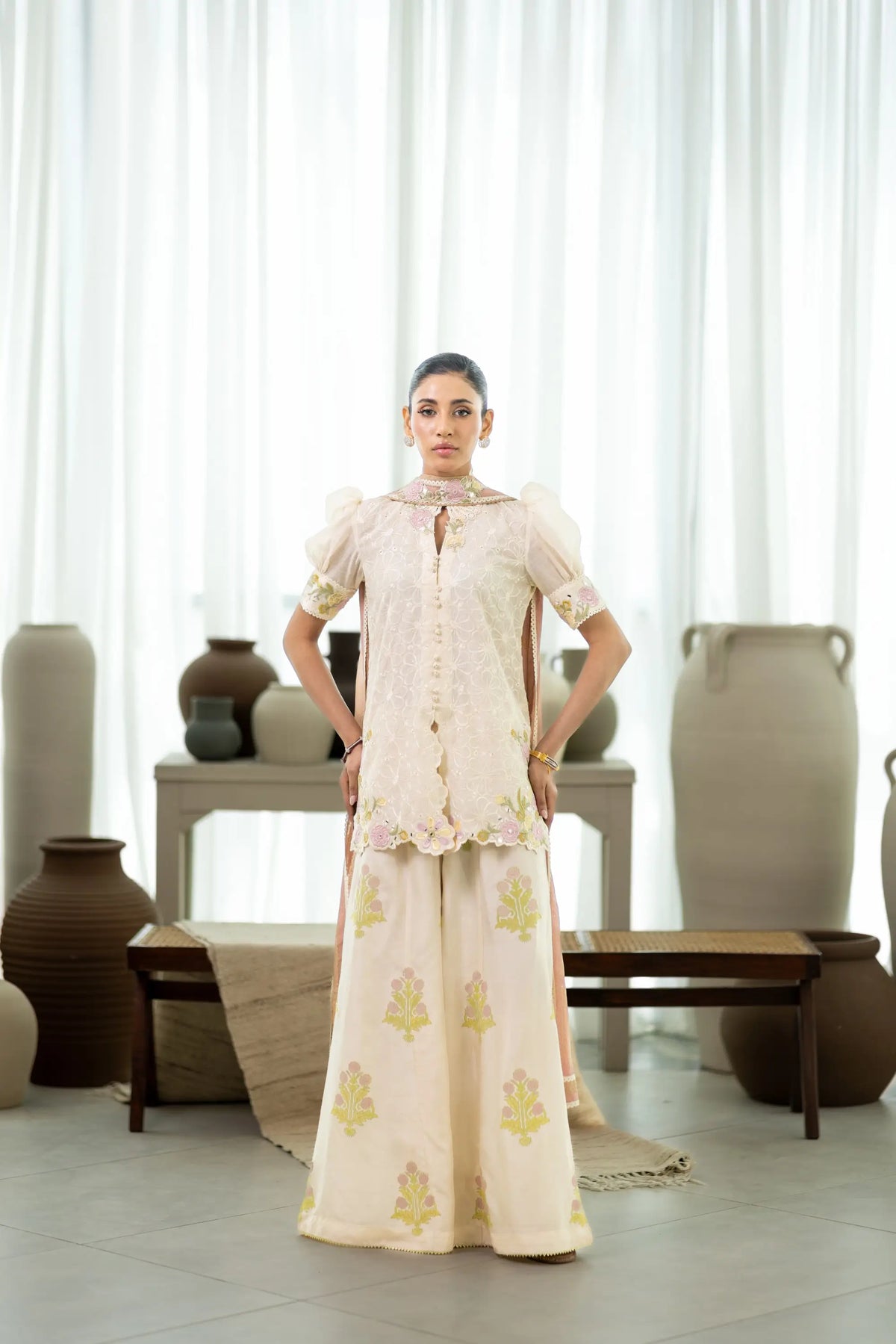Wahaj M Khan | Sanam Luxe | Ivory Fleur Sanam - by Libasekhas UK - Registered Vendor of : Wahaj M Khan - 100% Original Designer Dress