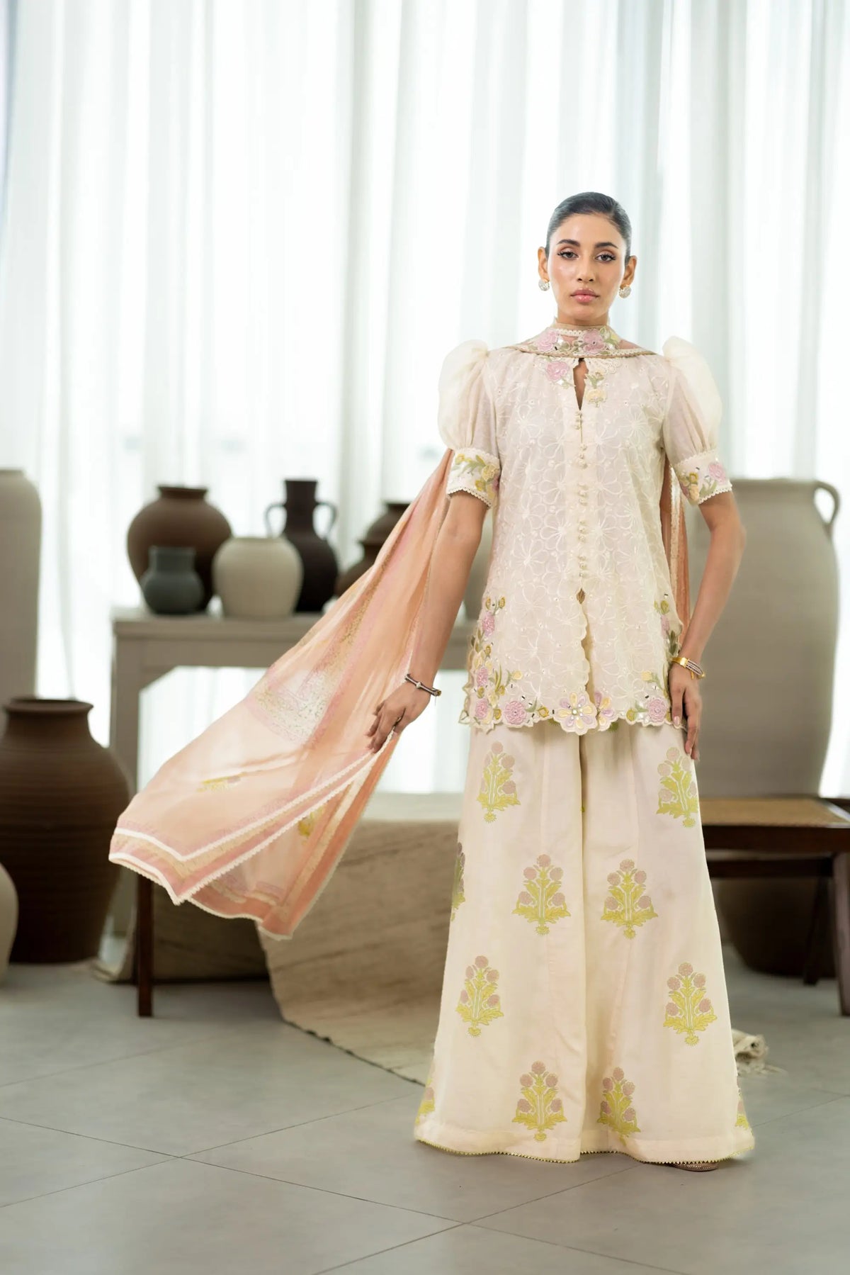 Wahaj M Khan | Sanam Luxe | Ivory Fleur Sanam - by Libasekhas UK - Registered Vendor of : Wahaj M Khan - 100% Original Designer Dress