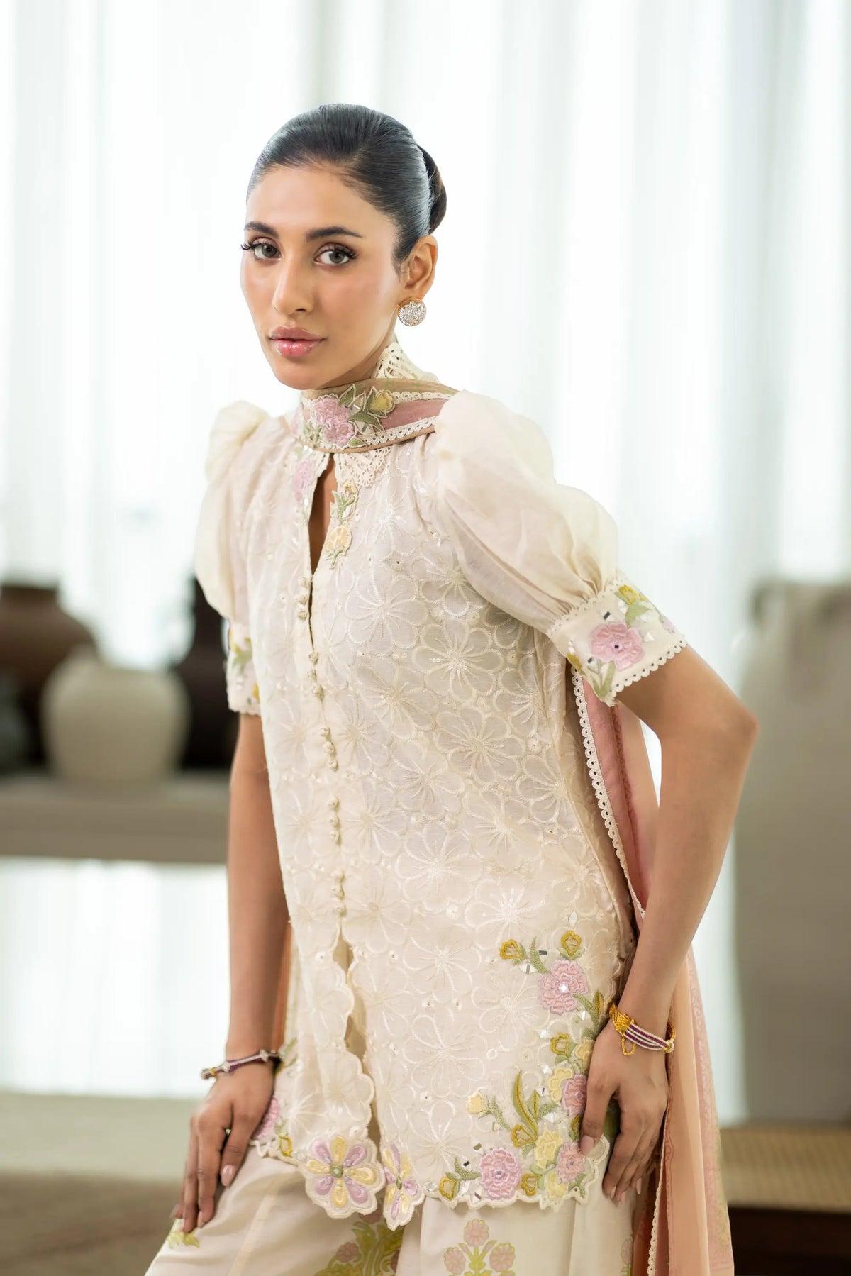 Wahaj M Khan | Sanam Luxe | Ivory Fleur Sanam - by Libasekhas UK - Registered Vendor of : Wahaj M Khan - 100% Original Designer Dress