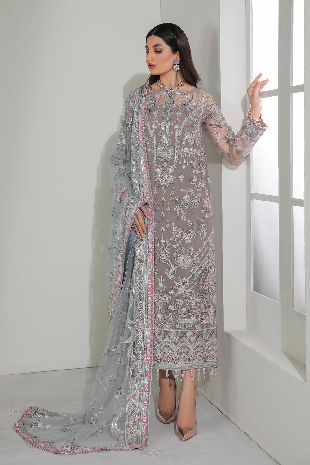 Baroque | Formals Collection | EMBROIDERED NET UF-184 - by Libasekhas UK - Registered Vendor of : Baroque - 100% Original Designer Dress