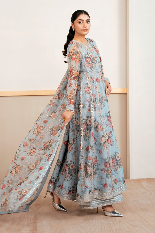 Baroque | Luxury Pret 25 | EMBELLISHED PRINTED CHIFFON PR-1058 - by Libasekhas UK - Registered Vendor of : Baroque - 100% Original Designer Dress