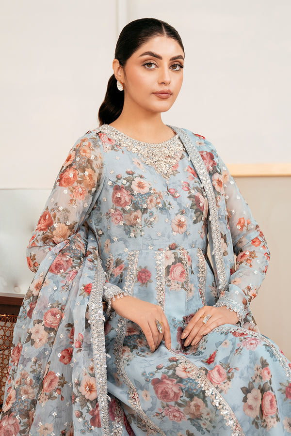 Baroque | Luxury Pret 25 | EMBELLISHED PRINTED CHIFFON PR-1058 - by Libasekhas UK - Registered Vendor of : Baroque - 100% Original Designer Dress