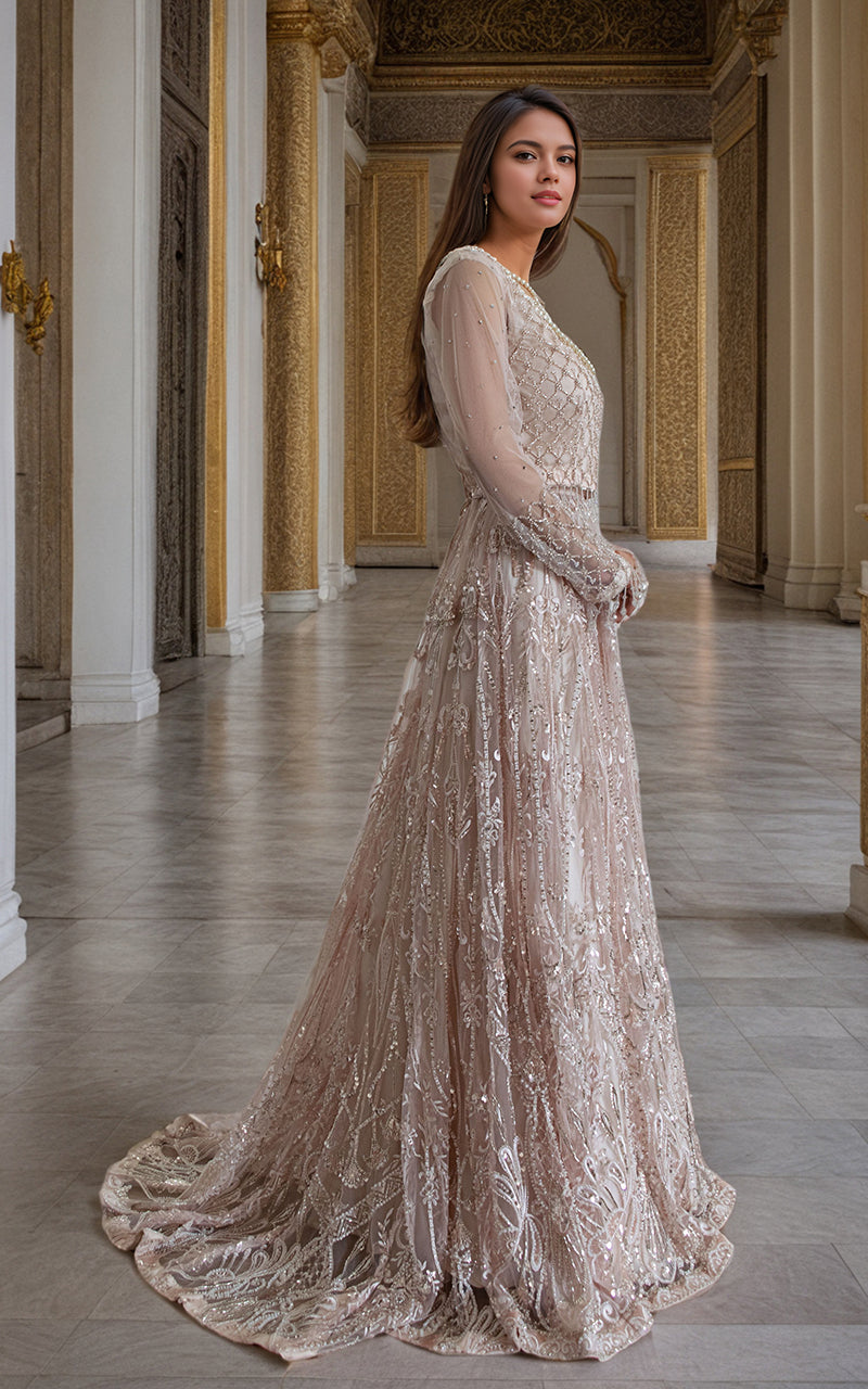 Threads and Motifs | Formal Dresses 25 | Net Cut Dana Bridal Blouse With Lehenga And Dupatta - by Libasekhas UK - Registered Vendor of : Threads and Motifs - 100% Original Designer Dress